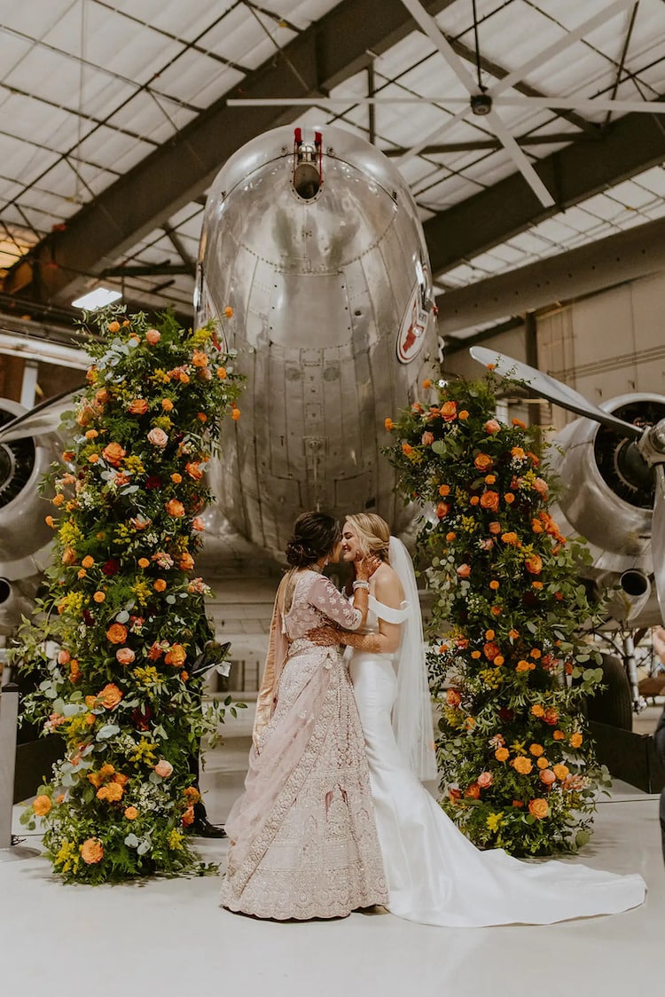 Wedding in Front of Plane