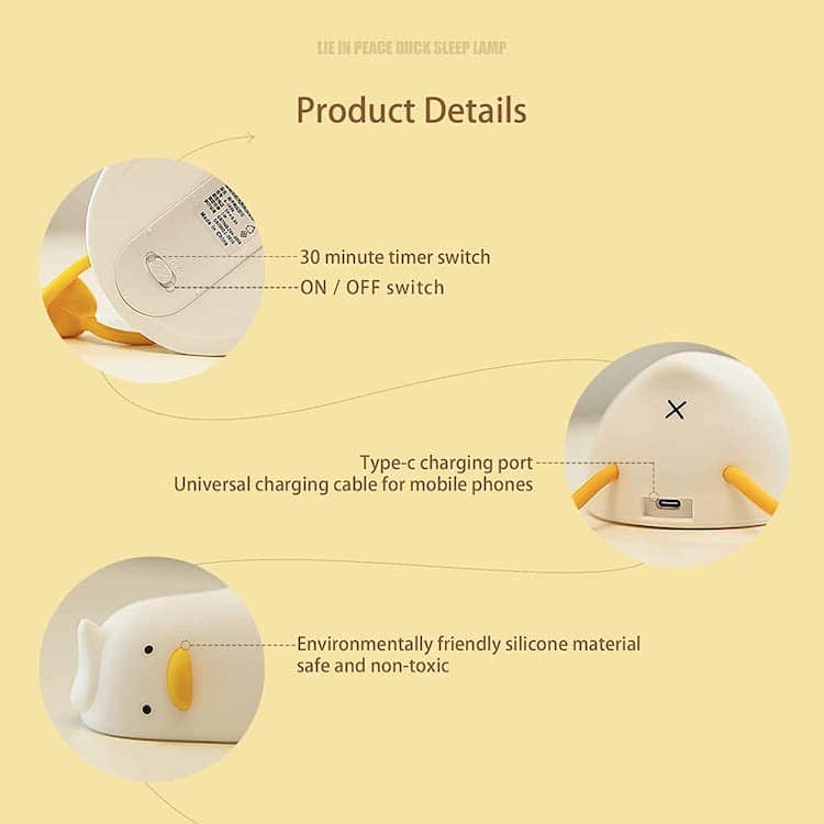 Different features of a duck night light