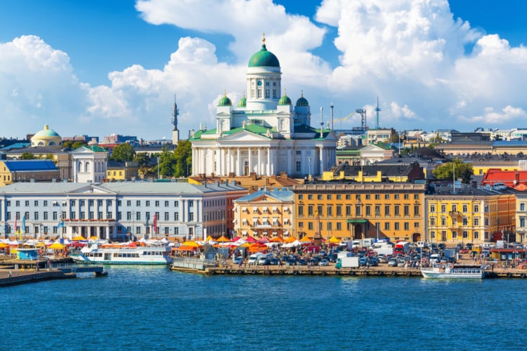 Skyline of Helsinki, Finland, considered the happiest country in the world