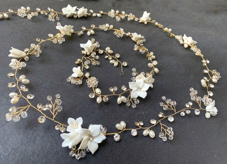 Floral Crystal Hair Vine for a Wedding