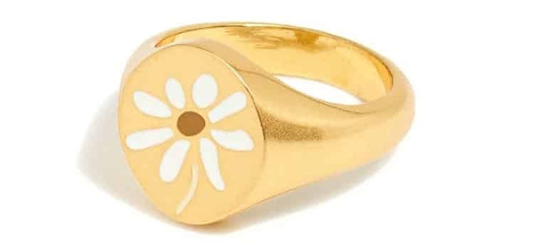 Floral Enamel Signet Ring