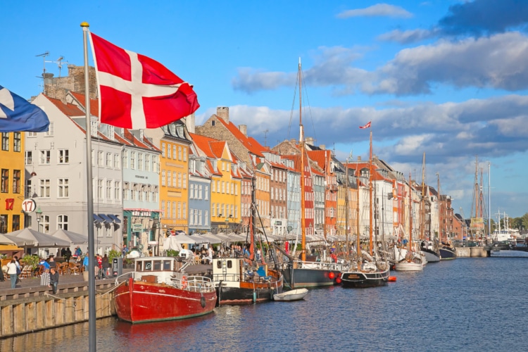 skyline of Copenhagen, Denmark, considered the second happiest country of the world