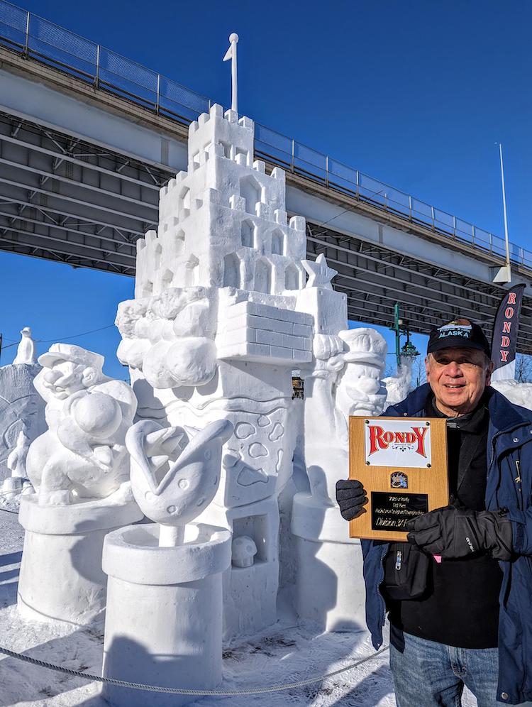 Mario Snow Sculpture