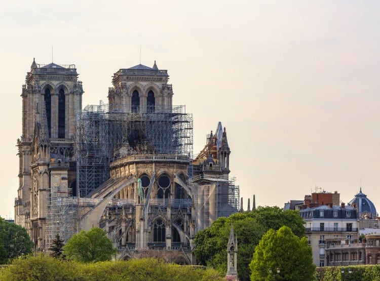 Notre Dame During Reconstruction After Fire