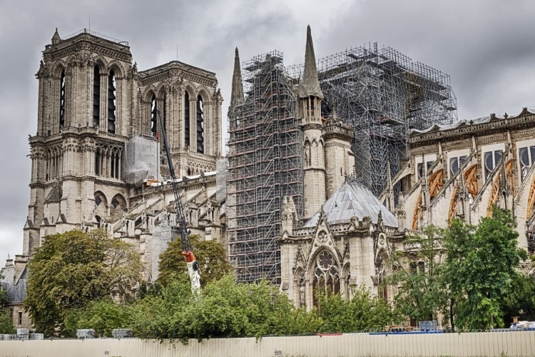 Scaffolding on Notre Dame After Fire
