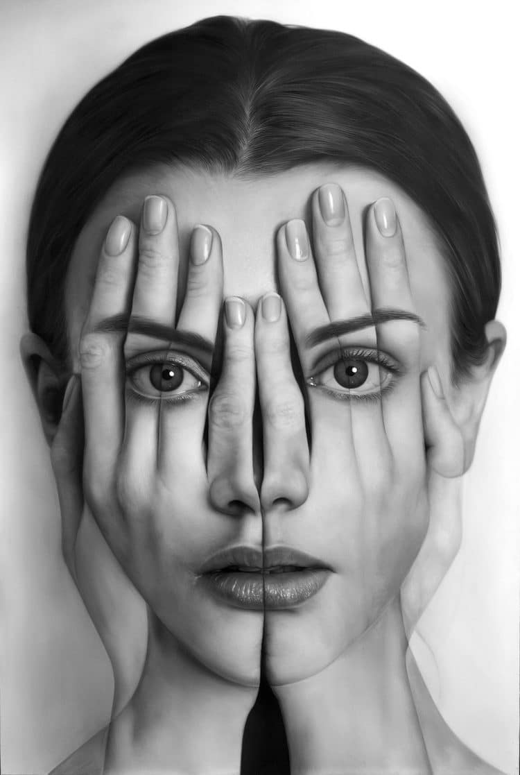 Paintings of a Person Covering Their Face With Hands by Tigran Tsitoghdzyan