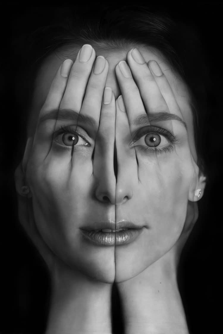 Paintings of a Person Covering Their Face With Hands by Tigran Tsitoghdzyan