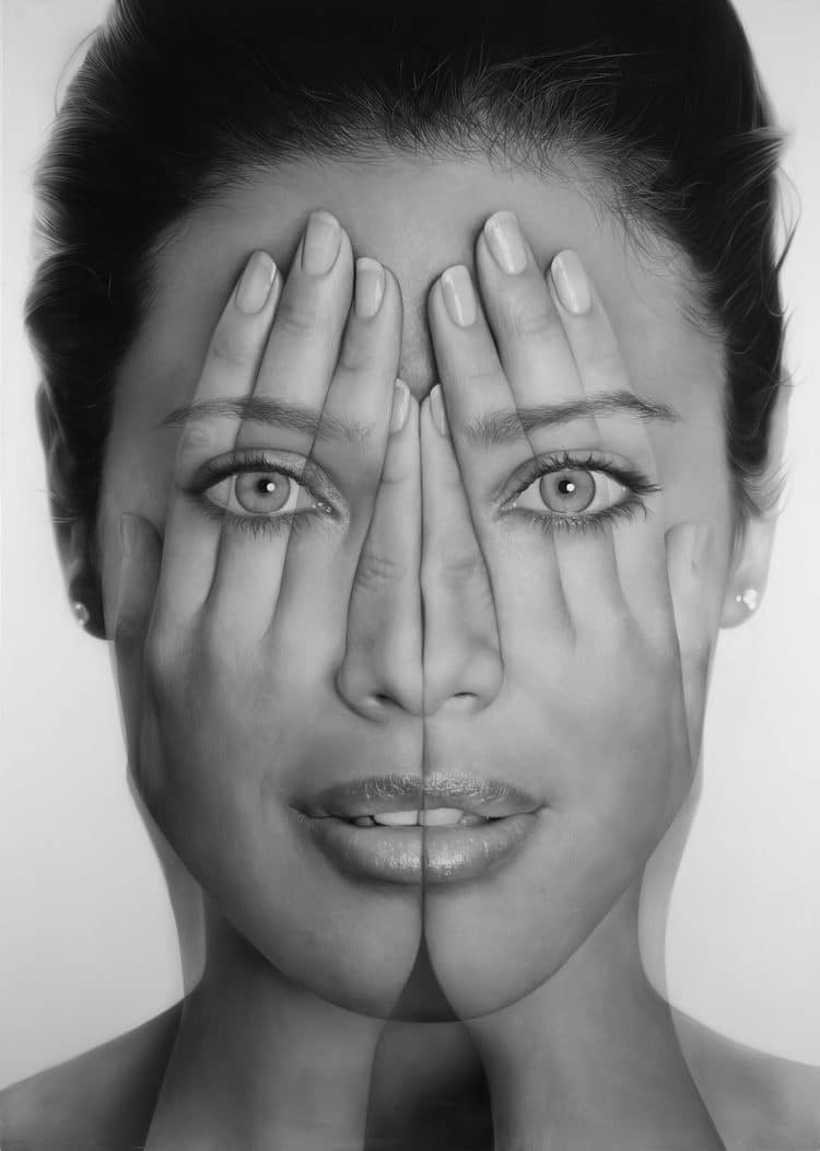 Paintings of a Person Covering Their Face With Hands by Tigran Tsitoghdzyan