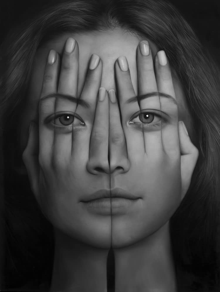 Paintings of a Person Covering Their Face With Hands by Tigran Tsitoghdzyan