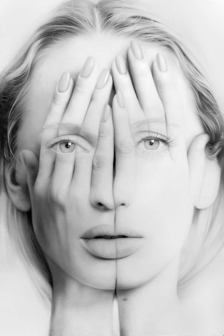 Paintings of a Person Covering Their Face With Hands by Tigran Tsitoghdzyan