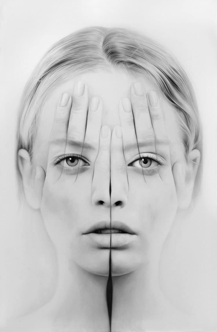 Paintings of a Person Covering Their Face With Hands by Tigran Tsitoghdzyan