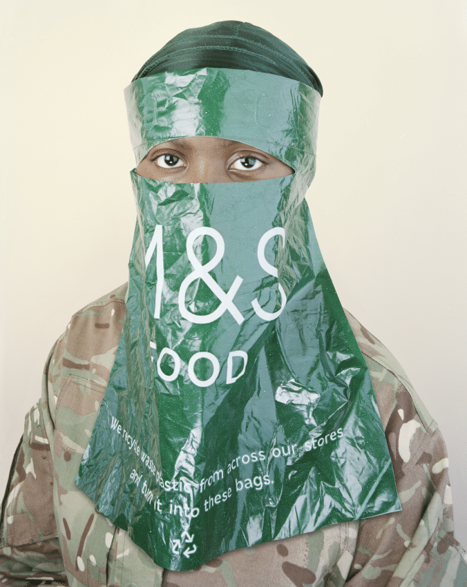 Libyan Dissident freedom fighter in makeshift burka