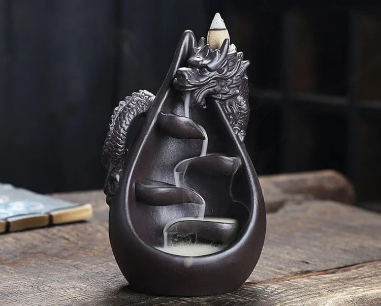 Dragon waterfall incense burner