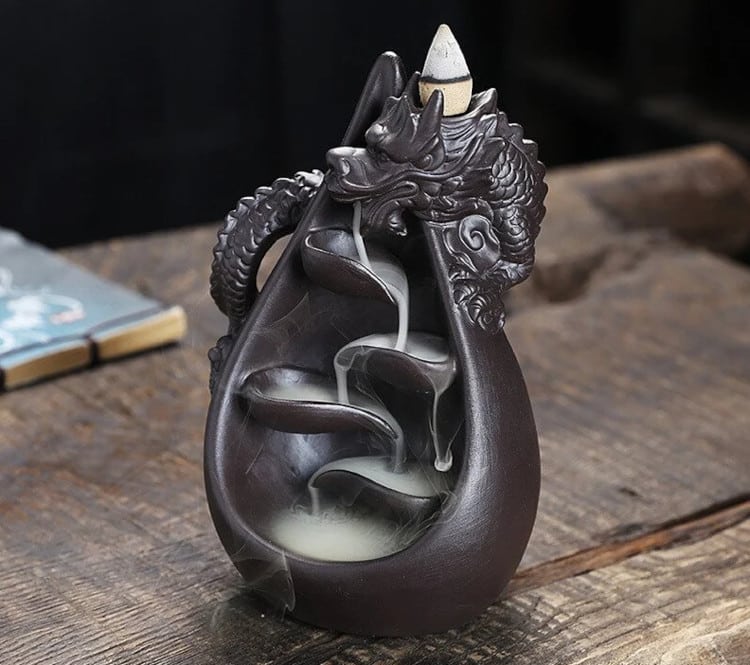 This Incense Burner Looks Like a Waterfall Pouring from a Dragon