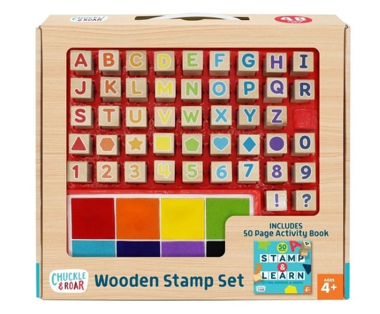 Numbers and Letters Wood Stamp Set for Kids