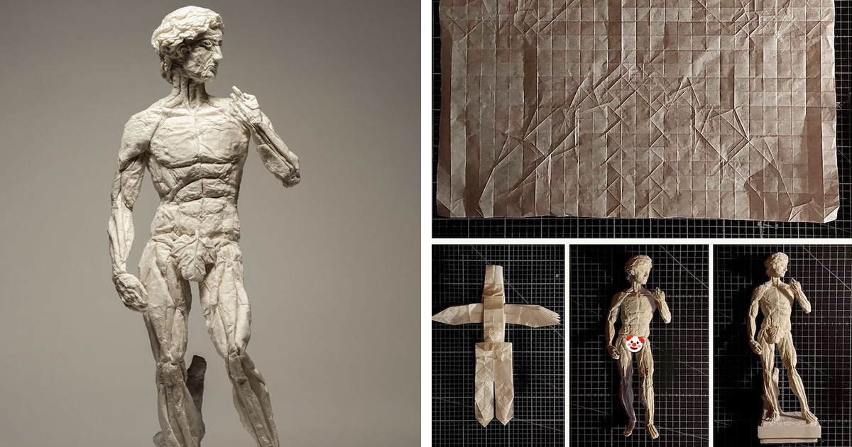 Artist Recreates Michelangelo's 'David' in Origami Form