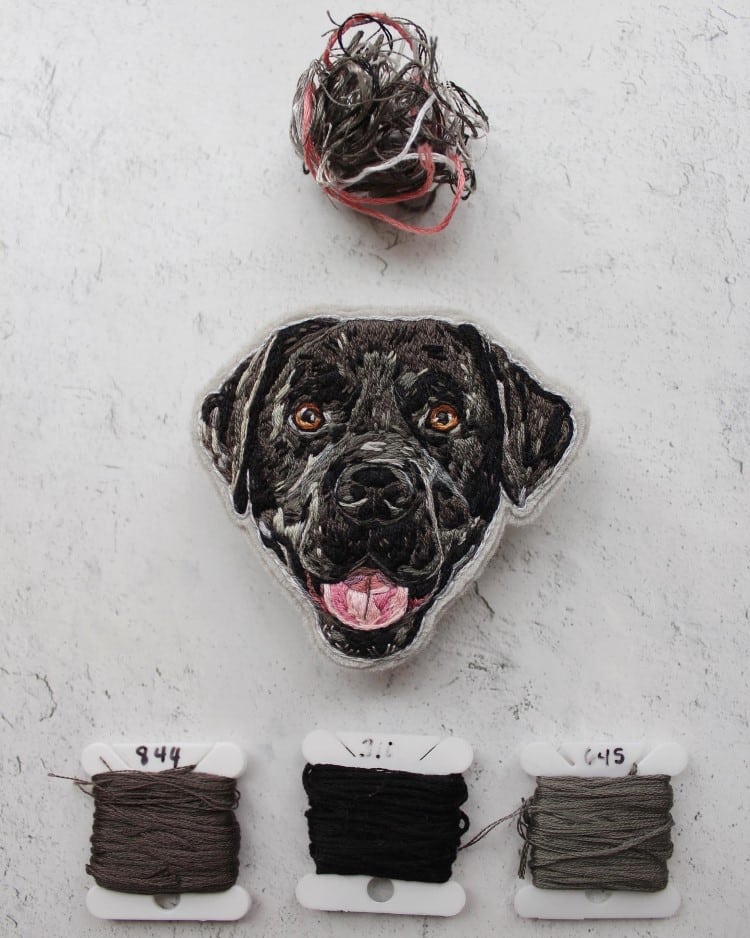 Black Dog Embroidered Portrait 