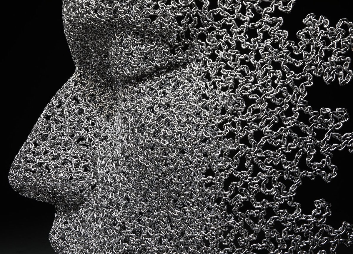 Portrait Sculpture Made of Bicycle Chains by Seo Young Deok