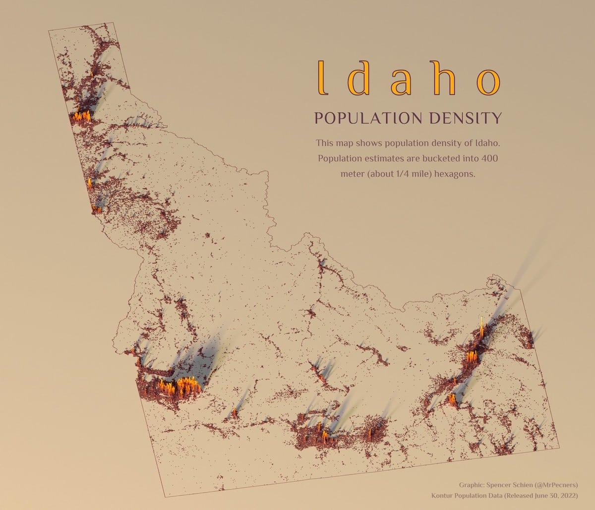 Idaho population density map