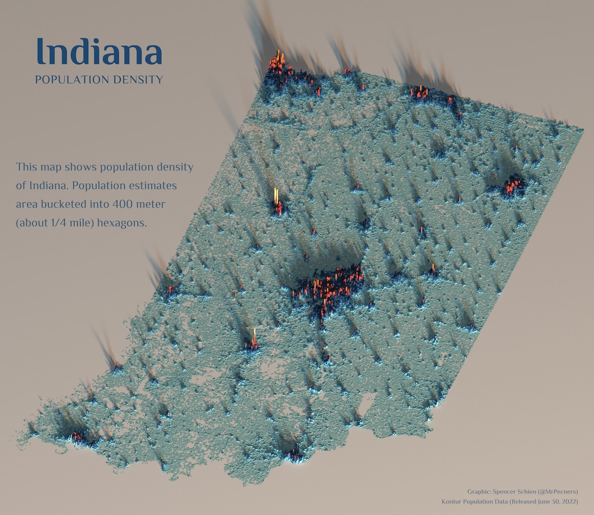 Indiana population density map
