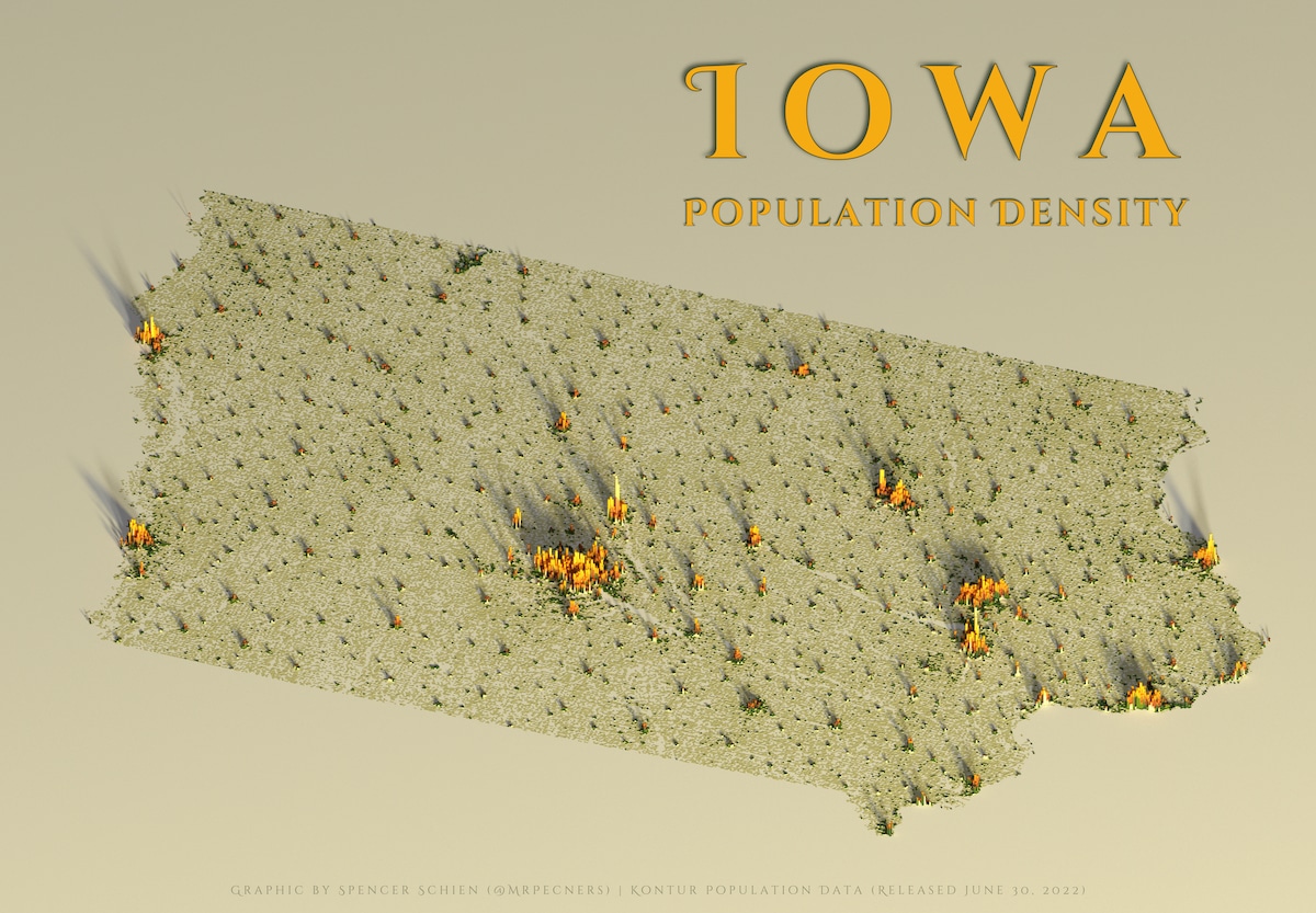Iowa population density map
