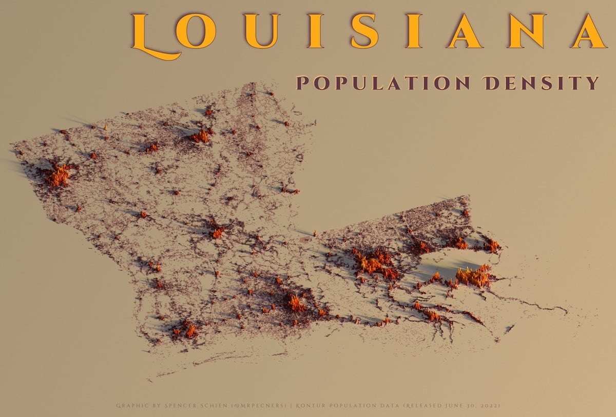 Louisiana population density map