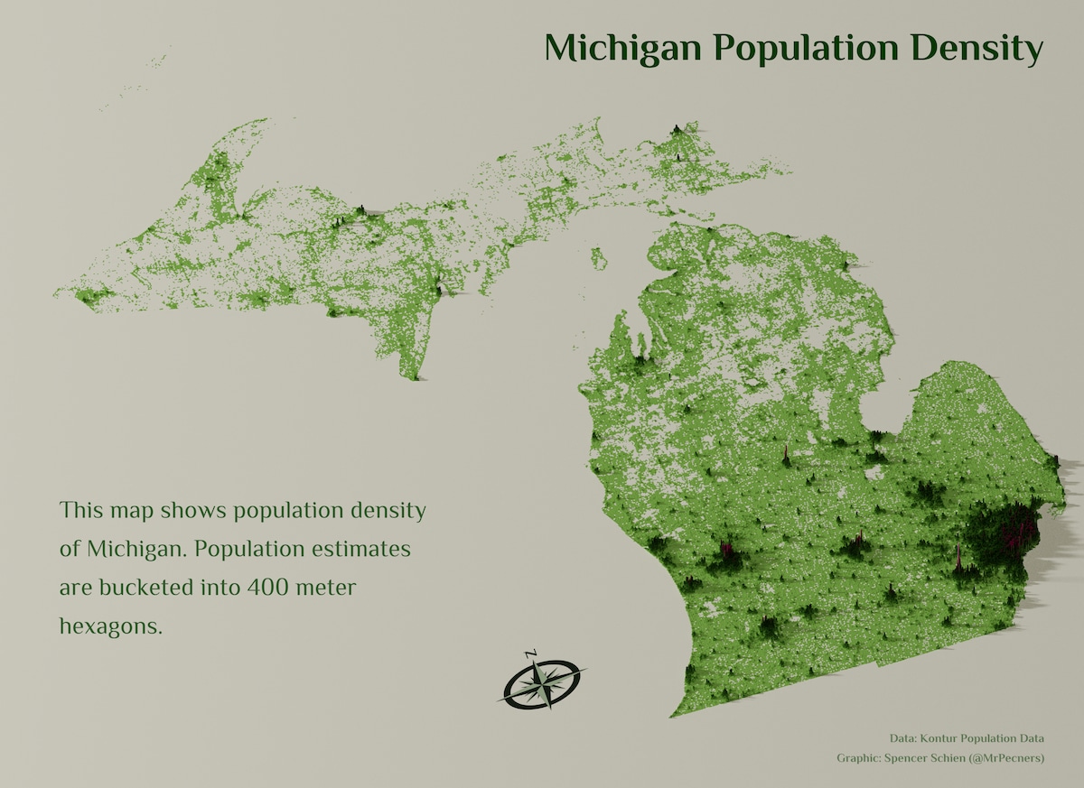 Michigan population density map