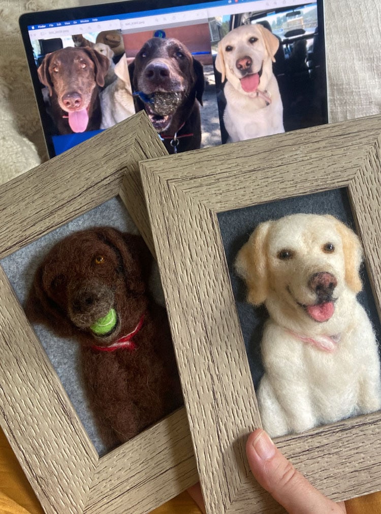 Needle felted animal portrait