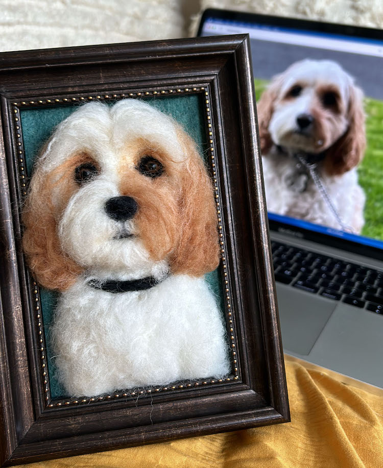 Needle felted animal portrait