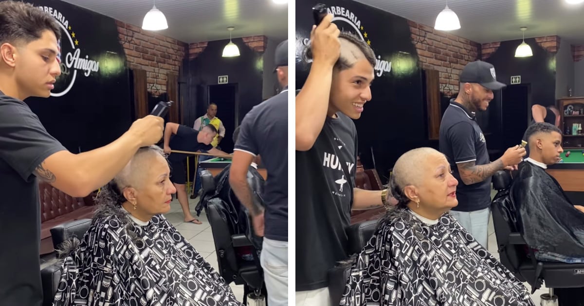 Barber Shaves His Head in Solidarity With Mother Fighting Cancer