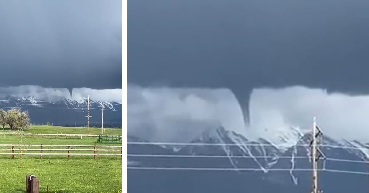 Rare Footage of a Tornado Forming Over a Mountain in Montana