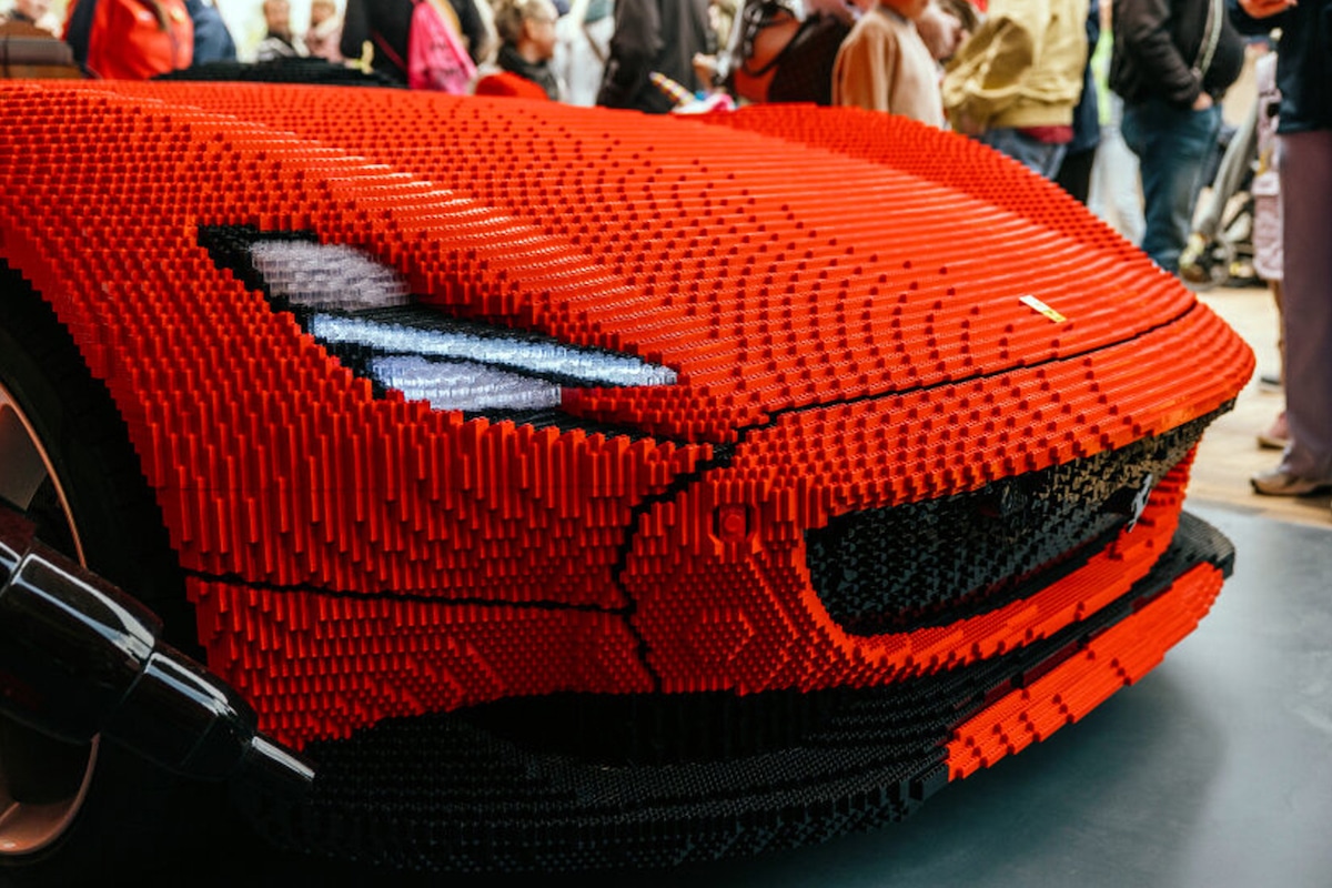 Life SIze Ferrari Sculpture Out of LEGO Bricks