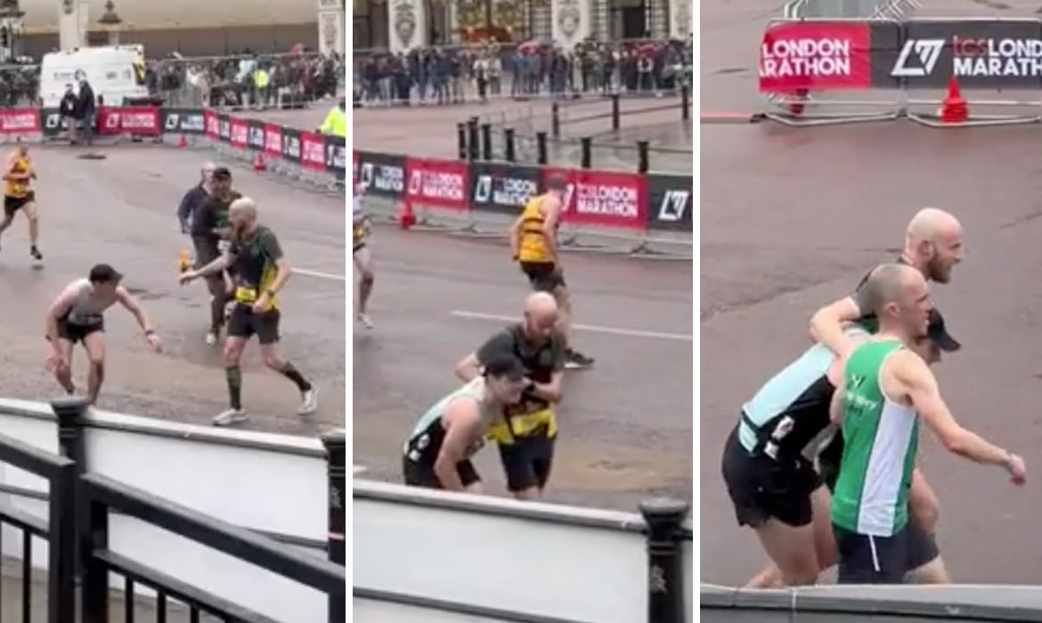 Struggling London Marathon Runner Gets Help From Fellow Athletes To