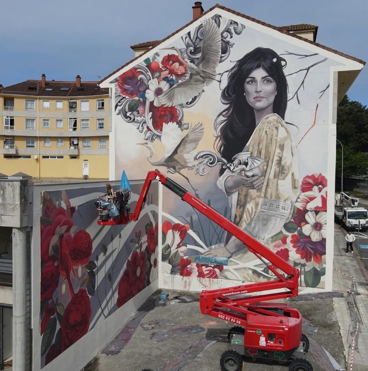 Lula Goce Painting a Mural in Ramallosa, Spain