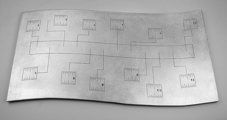 Sheet-shaped custom metal measuring instrument