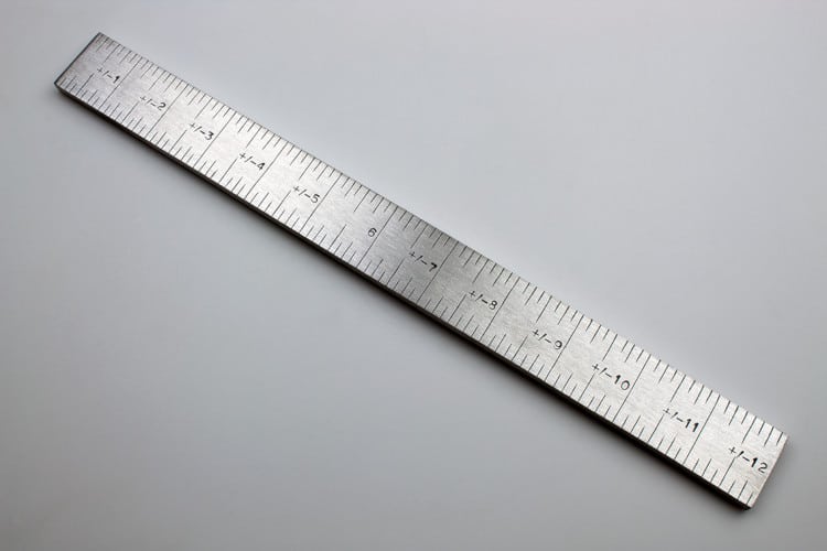 Ruler-shaped custom made metal measuring instrument by Rick Salafia