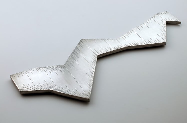 Ruler-shaped custom made metal measuring instrument by Rick Salafia