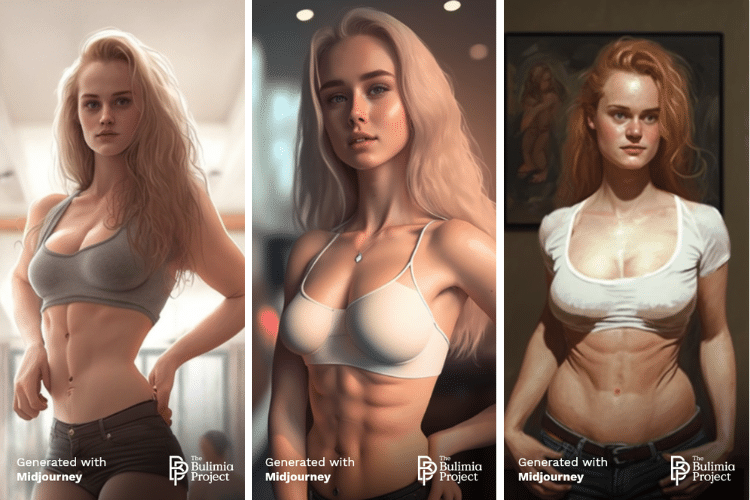 Unrealistic female bodies generated by Midjourney