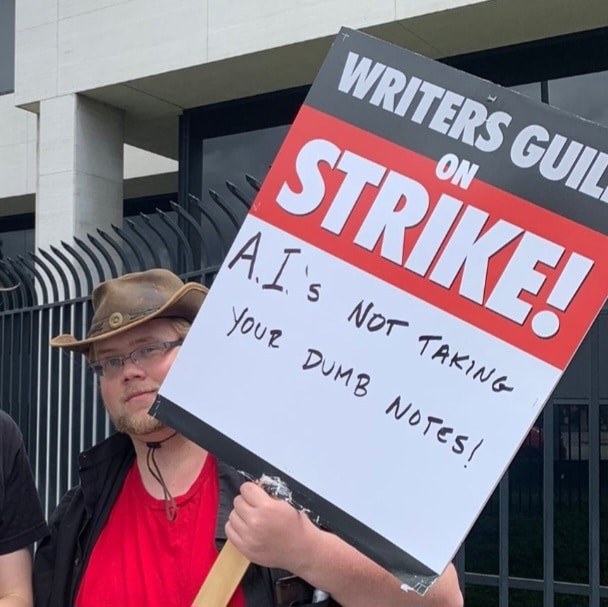 Picket Sign About AI at WGA Strike 2023