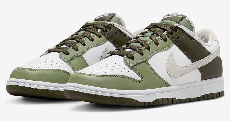 Side view of the Nike Dunk Low Oil Green