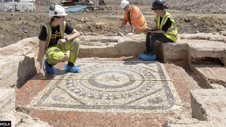 Mosaic in Roman Mausoleum Excavated in London