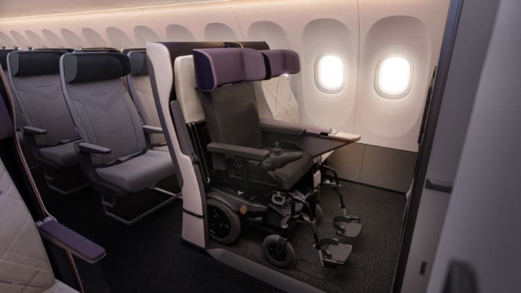 Delta Flight Products Wheelchair Airplane Seat Deployed