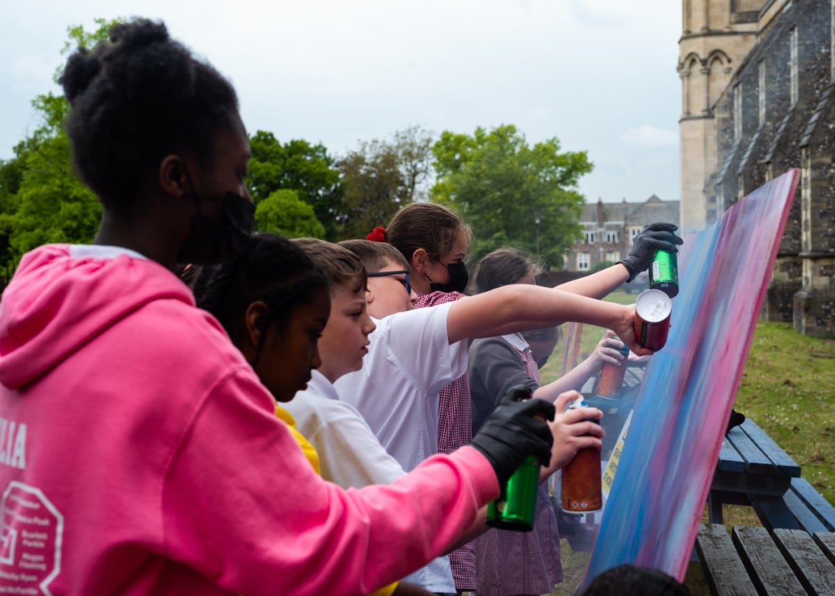 Kids During Graffiti Workshop with Ant Steel