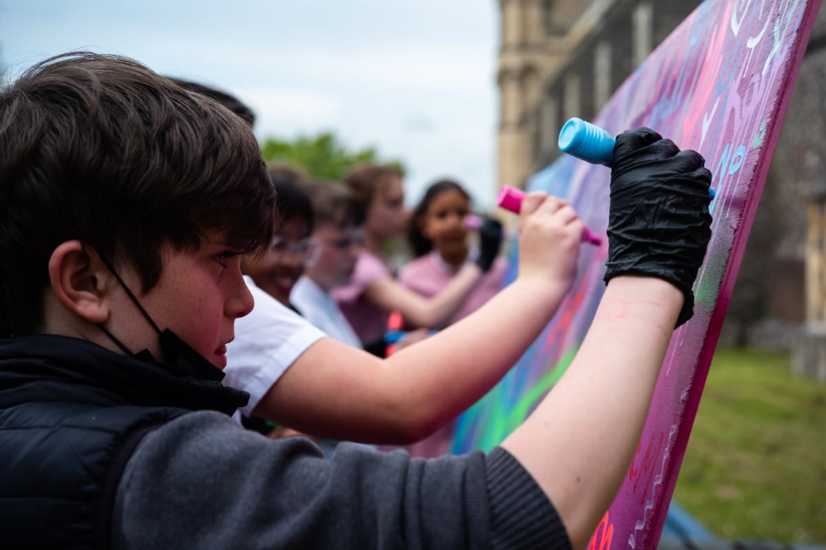 Kids During Graffiti Workshop with Ant Steel