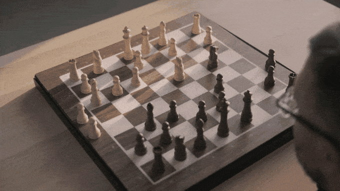 Animated gif showing the Gochess chess pieces self-moving across the board