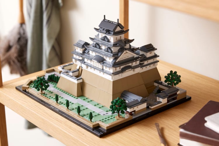 Himeji Castle Lego Set assembled and on a table