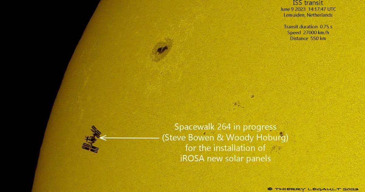 Images Show ISS Astronauts on Spacewalk While Crossing the Sun