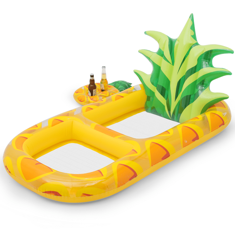 Pineapple Pool Float with Detachable Backrest and Mesh Bottom