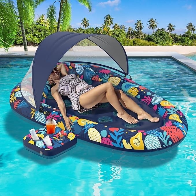 Pool Float with Canopy and Drink Holder