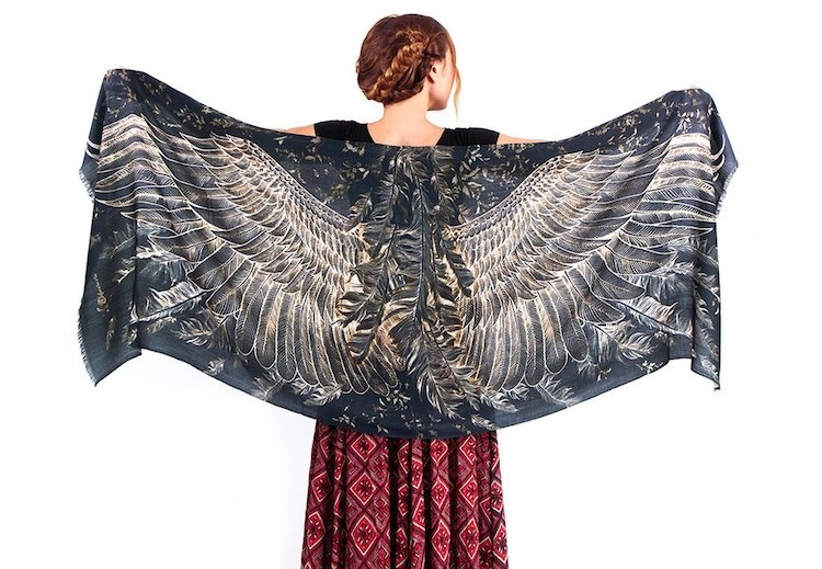 Black Wings Bird Scarf